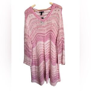 Lane Bryant pink  ombré open knit pull over sweater size 22/24 cozy feminine